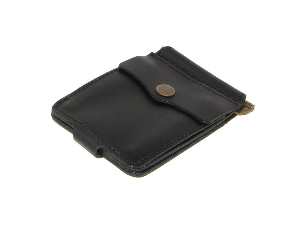 Шкіряний Затиск для Грошей DNK Leather Затиск-H з монетником чорний Шкіряний Затиск для Грошей DNK Leather Затиск-H з монетником чорний